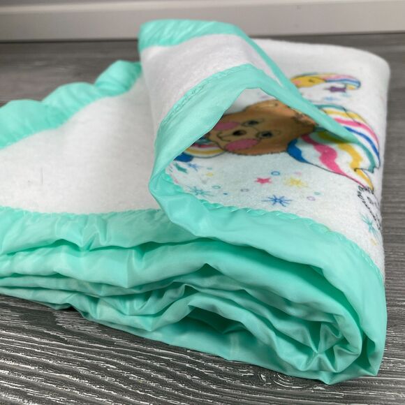 Vintage Riegel Teddy Beddy Bear Crib Blanket Green Trim 100% Polyester 36x45" - Picture 12 of 12